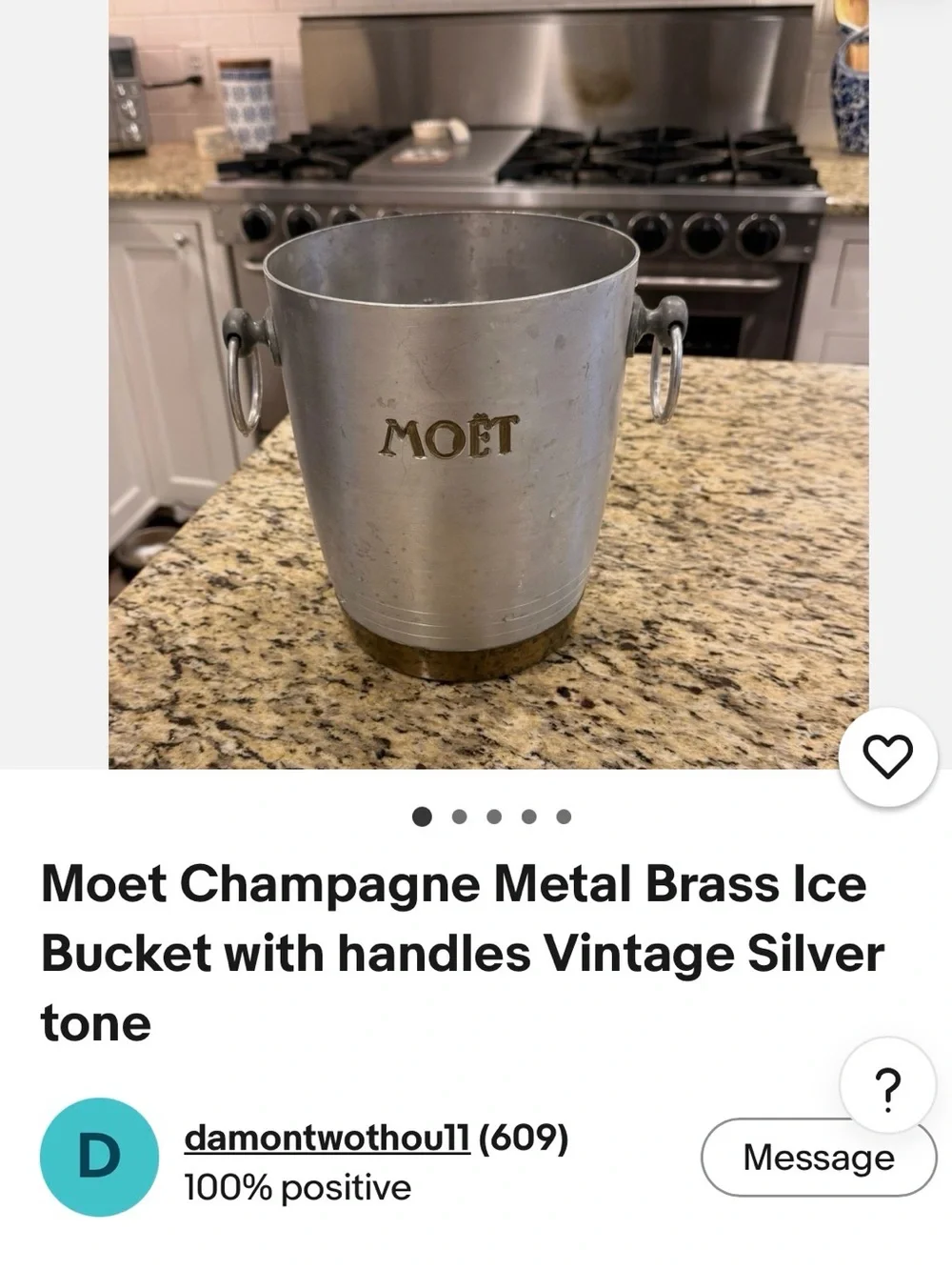 Vintage French Moet Champagne Ice Bucket - Branded Stainless Finish